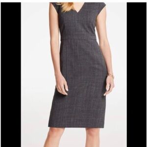 Ann Taylor Crosshatch V-Neck Sheath Dress